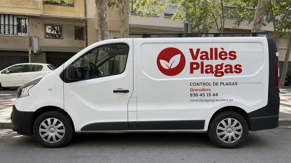 La furgoneta de Vallès Plagas en una calle de Granollers
