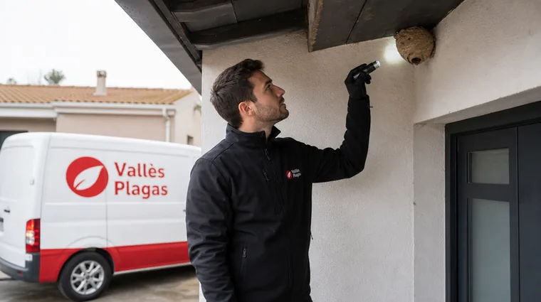 Técnico de Vallès Plagas en un tratamiento de control de plagas en Granollers